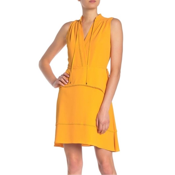 Derek Lam Dresses & Skirts - Derek Lam 10 Crosby Saffron Tiered Sleeveless V-neck Silk-blend Mini Dress, 6